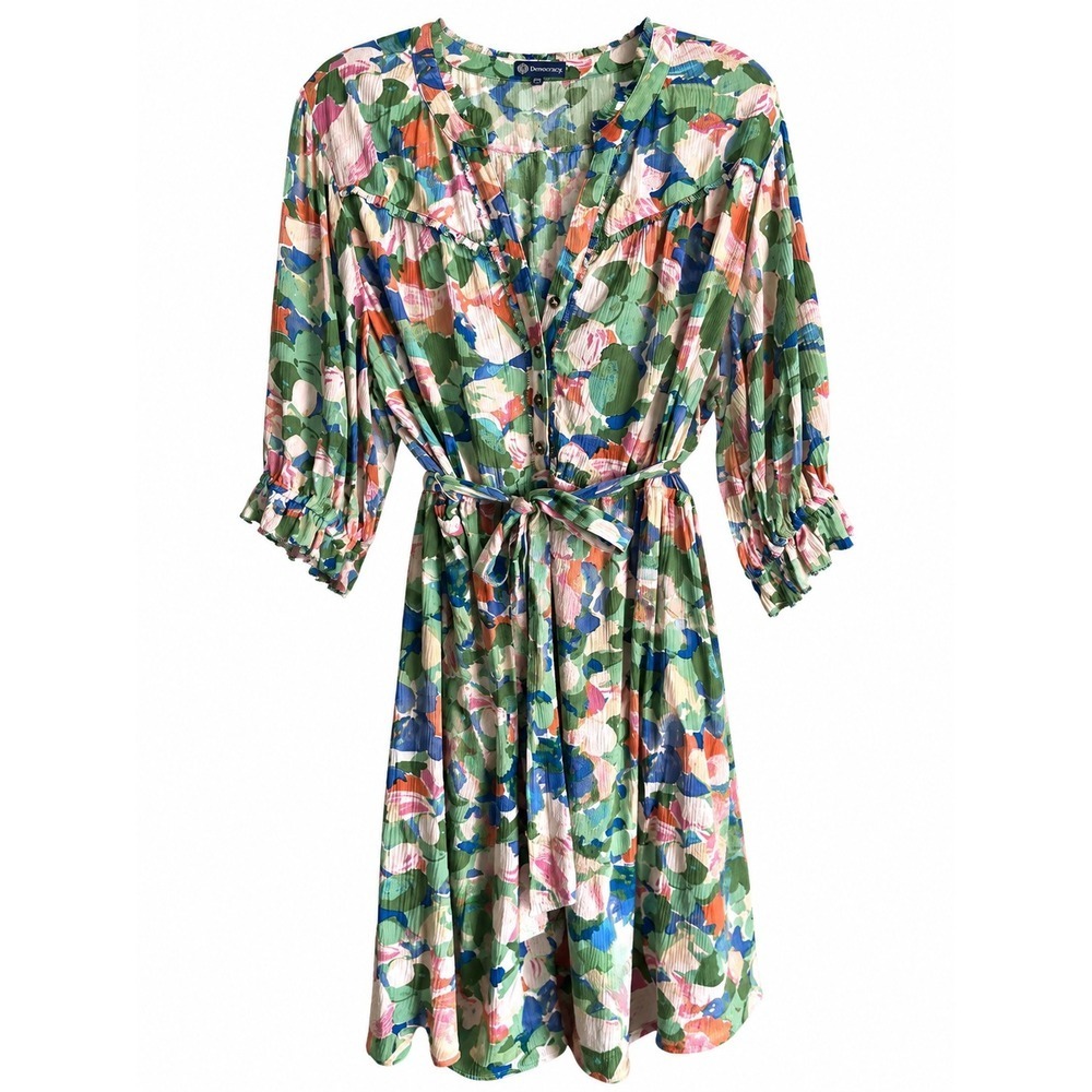 NWT Democracy Floral Midi Dress PXL Petite XL Boho Belted Fall MSRP $88